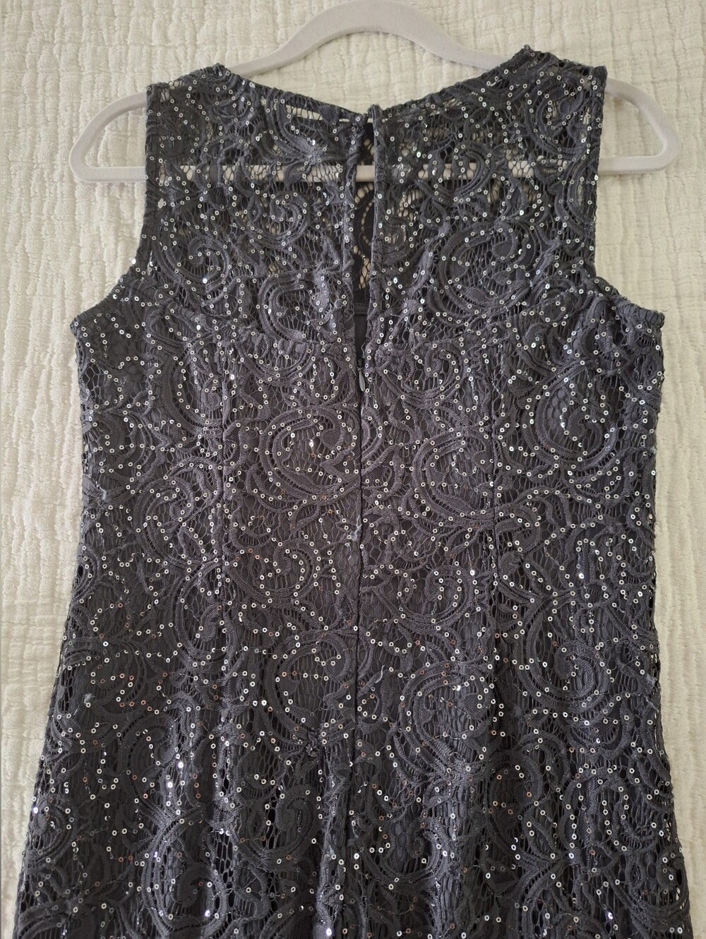 MARINA Black Lace Sequin Maxi Gown - Picture 5 of 9
